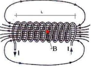 Gambar 2.2 Induksi magnetik pada tengah-tengah solenoida 