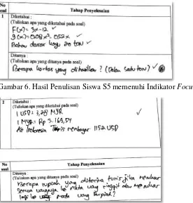 Gambar 7. Hasil Penulisan Siswa S5 memenuhi Indikator  Focus Soal Nomor 2 