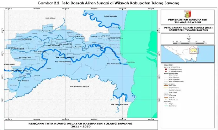 Gambar 2.2. Peta Daerah Aliran Sungai di Wilayah Kabupaten Tulang Bawang