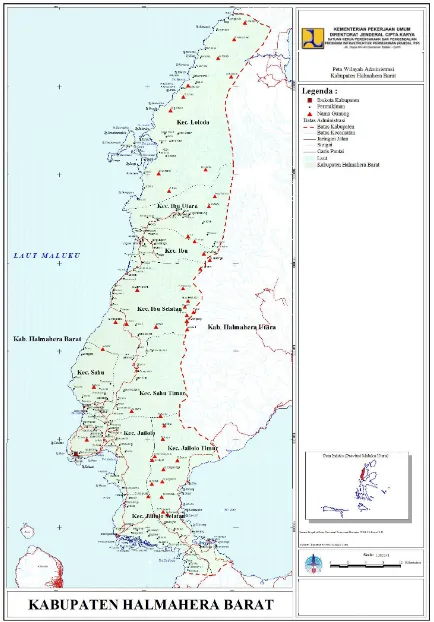 Gambar 4.1 : Peta Administratif Kab. Halmahera Barat Sumber : RTRW Kab. Halmahera Barat, 2012 