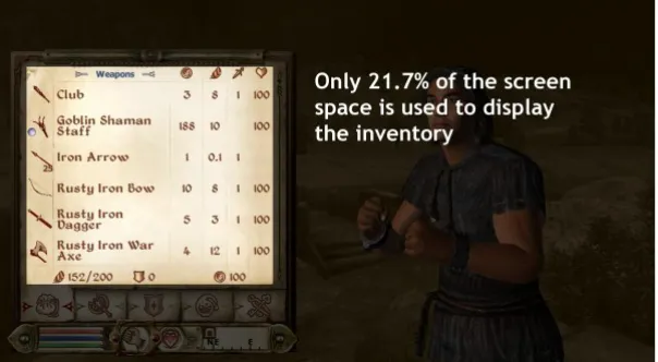 Fig 8 – Oblivion inventory screen 