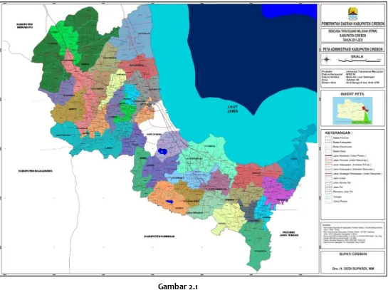 Gambar 2.1 Peta Administrasi Kabupaten Cirebon 