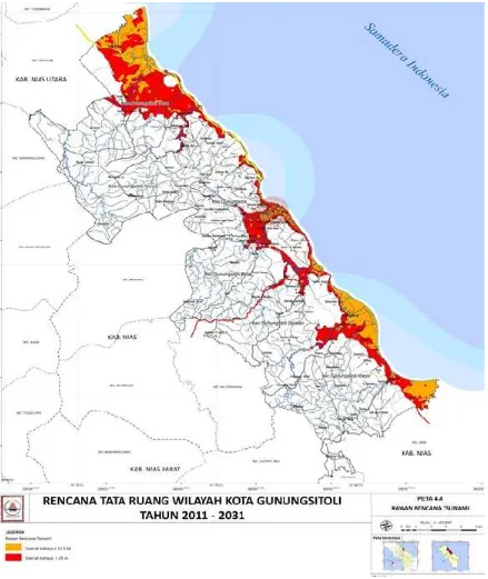 Gambar 5.5 Peta Kawasan Rawan Bencana Tsunami Kota Gunungsitoli