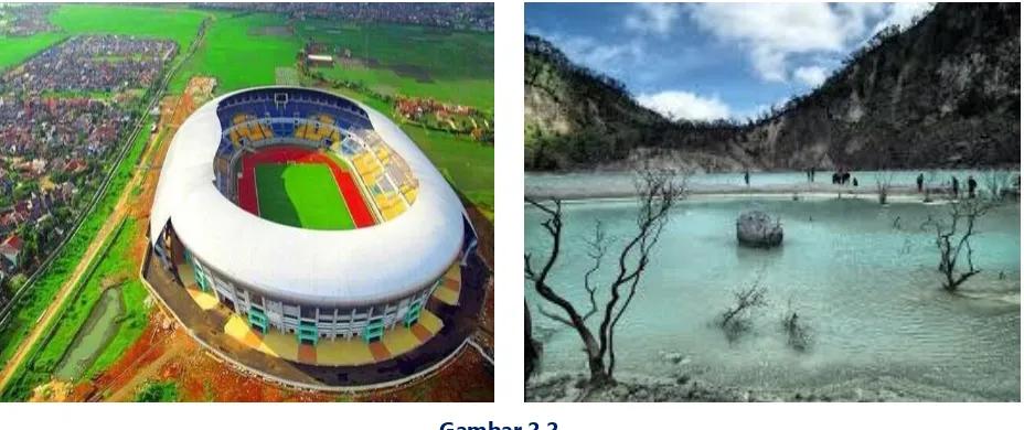Gambar 2.2 Stadion Si Jalak Harupat (kiri), Kawah Putih (Kanan) 