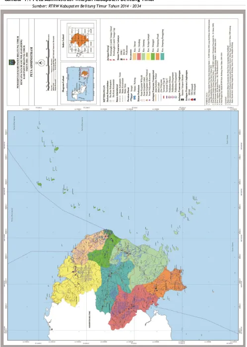 Gambar 1.1 Peta Administrasi Wilayah Kabupaten Belitung Timur  