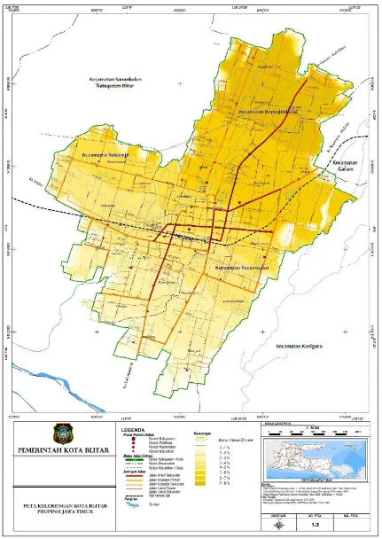 Gambar 2. 2 Peta Kelerangan Kota Blitar 