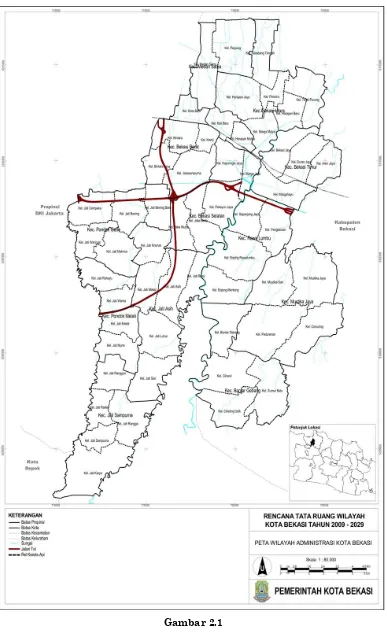 Gambar 2.1 Peta Administratif Kota Bekasi 