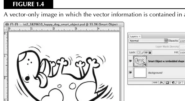 Figure 1.4 shows a vector image in which the vector information is stored in a Smart Object