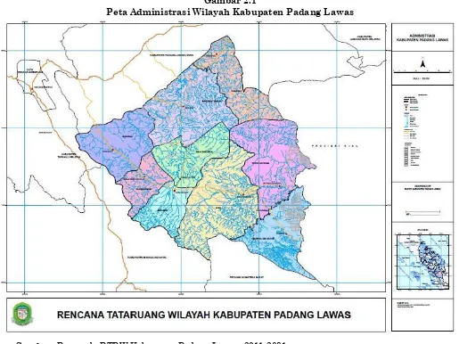 Gambar 2.1 Peta Administrasi Wilayah Kabupaten Padang Lawas 