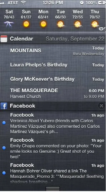 FigurE 2-4: have a look at ios 6’s drop-down  notification window.