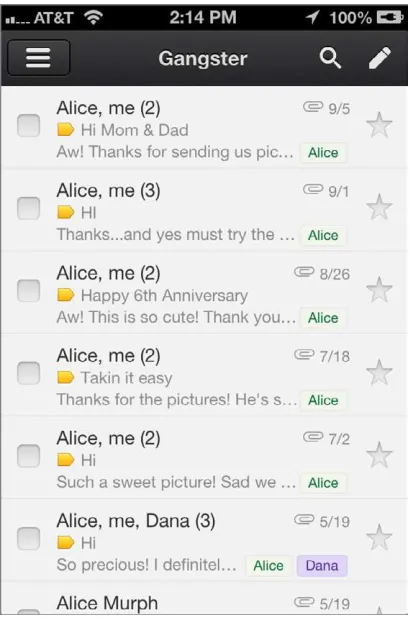 FigurE 3-1: it may look like a web app, but it’s the  gmail ios app.