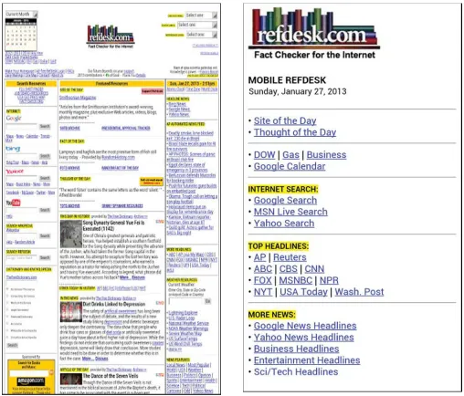 Figure 1-1: A website and the app version of the main site.