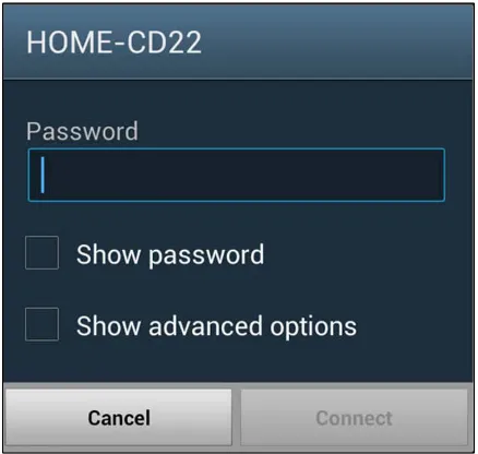 Figure 1-2: A pop-up window for a Wi-Fi password.