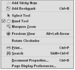 FIGURE 1.13To access a submenu, move the cursor to the command containing a right-pointing arrow and slide the cursor over