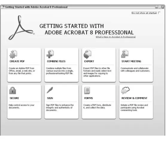FIGURE 1.52When you first launch Acrobat 8, the Getting Started window opens.