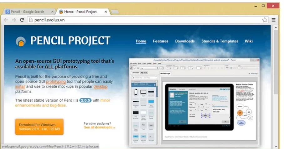 Figure 1-15. The pencil.evolus.vn home page, where you can click on the orange Download for Windows button