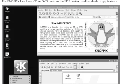 FIGURE 1-1The KNOPPIX Live Linux CD or DVD contains the KDE desktop and hundreds of applications