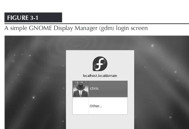 FIGURE 3-1A simple GNOME Display Manager (gdm) login screen