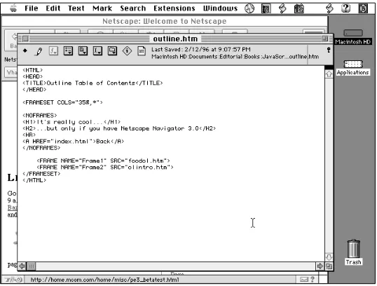 Figure 3-2: Editor and browser window arrangement on the Macintosh screen