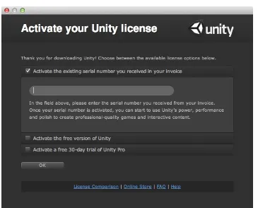 Figure 1-4. Activating a paid Unity license