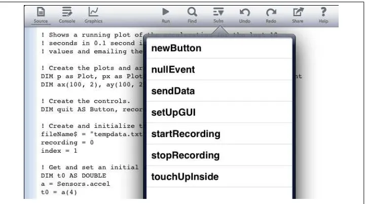 Figure 1-8. The subroutine list from the Subs button