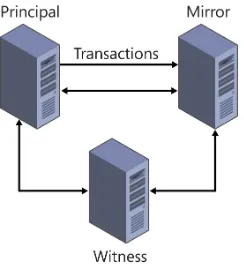 FIGURE 1-2 A high-safety database mirroring session with a witness