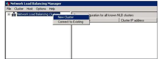 FIGURE 1-10 Selecting New Cluster in the Network Load Balancing Manager