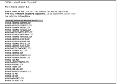 Figure 1.5 Attempting WHOIS Wildcard Search from the Command Line