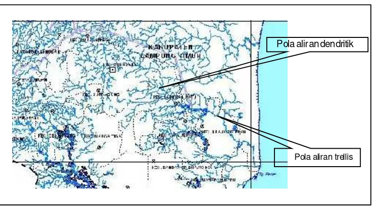 Gambar 2.4 Pola Aliran Sungai di Kabupaten Lampung Timur