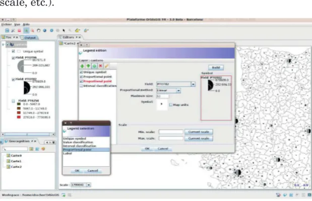 Figure 2.4. ORBISGIS’s multilegend system