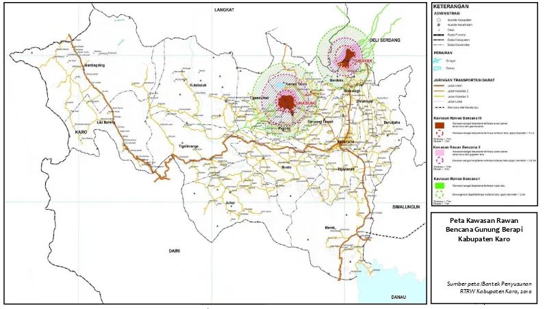 Gambar 7.16. Peta Kawasan Rawan Bencana Gunung Berapi Kabupaten Karo 