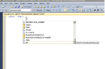 Figure 2-1. Using IntelliSense Feature to Complete the SELECT Statement