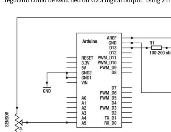 Figure 3-5. A simple AREF stable voltage source is switched on by a digital output.  