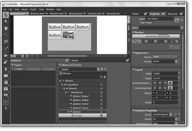 FIGURE 1.12The image is nested inside a button which is nested in a wrap panel which is nested in a border panel.