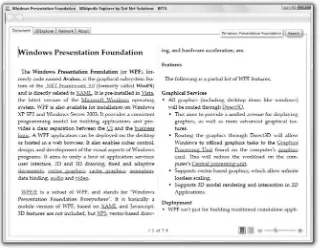 FIGURE 1.14The Wikipedia Explorer, developed by Dot Net Solutions, here displays Wikipedia’s listing for Windows