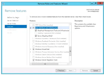 FIGURE 1-2 The User Interfaces And Infrastructure feature in the Remove Roles and Features Wizard.