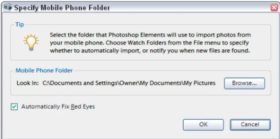 Figure 4-7: Choose File ➪ Get Photos ➪ From Mobile Phone in the Organizer.