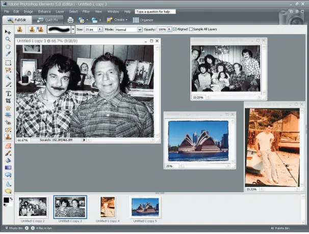 Figure 4-6: After you choose Image ➪ Divide Scanned Pictures, the scan is split into separate Image windows.