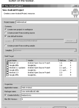 Figure 2–5. Using the New Project wizard to create an Android application 