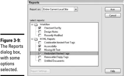 Figure 3-9: The Reports dialog box, with some options selected.