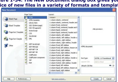 Figure 1-34. The New Document dialog box gives you achoice of new files in a variety of formats and templates.