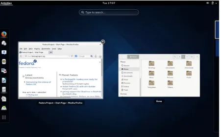 Figure 1-2. Fedora Live DVD overview mode (Activities button)