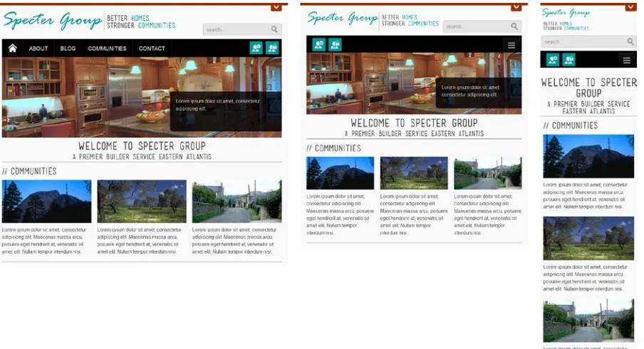Figure 2-1. Specter Group web site in desktop, tablet, and mobile views