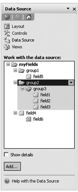 Figure 1.2: Data Source task pane in InfoPath 2003