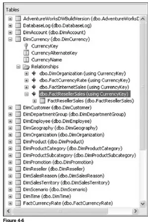 Figure 4-5 shows part of the default diagram All Tables that is created at the completion of the DSV wizard