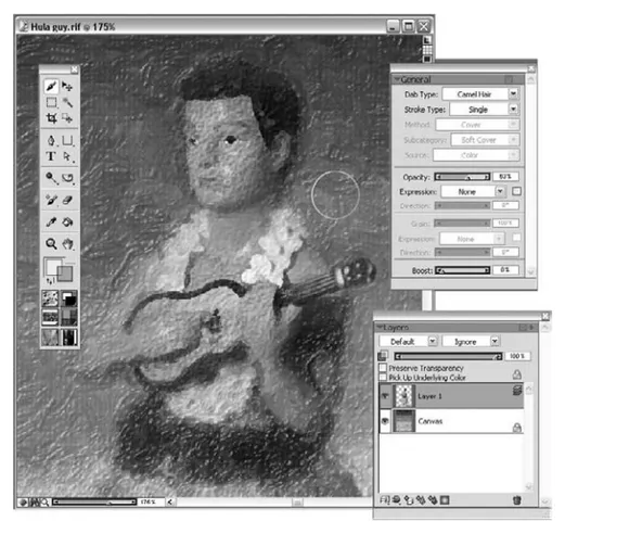 FIGURE 1-5 Corel Painter X offers natural media and can write multiple layer image files.