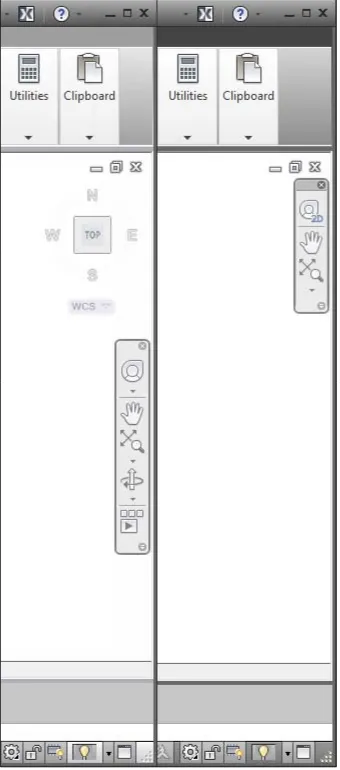 Figure 2-8: Navigation tools in AutoCAD (left)  and AutoCAD LT (right).