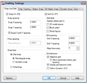 Figure 3-3: Snap and Grid settings.