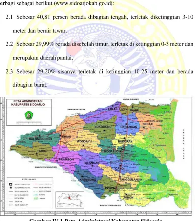 Gambar IV.1 Peta Administrasi Kabupaten Sidoarjo  (sumber: www.sidoarjokab.go.id) 