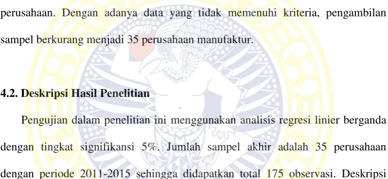 Tabel 4.1. Berdasarkan Tabel 4.1, diketahui bahwa nilai tertinggi (maximum) 